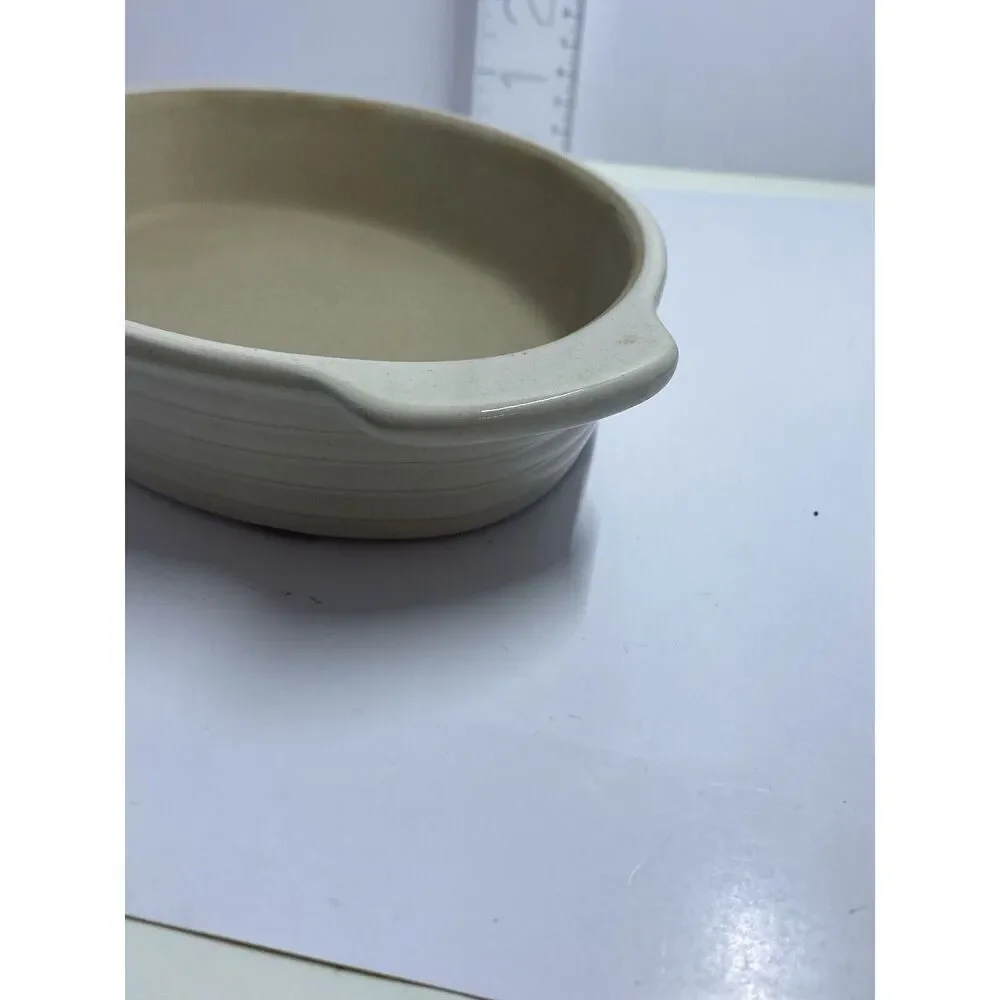 Pampered Chef Family Heritage Stoneware Mini Oval Baker Vanilla Glazed No Box
